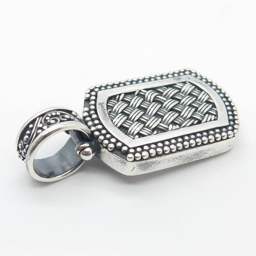 925 Sterling Silver Vintage Suarti Bali Woven Beaded Pendant - Picture 7 of 8